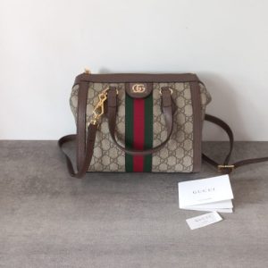 GUCCI EBONY GG SUPREME OPHIDIA SMALL TOTE BAG