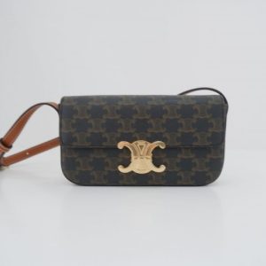 [SALE] CELINE TRIOMPHE SHOULDER BAG IN TRIOMPHE CANVAS AND CALFSKIN