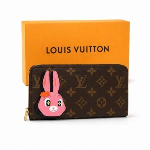 LOUIS VUITTON ZIPPY WALLET OTHER MONOGRAM CANVAS WITH A FRIENDLY PINK RABBIT IN SHINY CALFSKIN