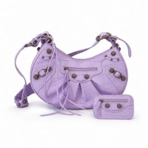 BALENCIAGA LE CAGOLE SMALL SHOULDER BAG CROCODILE EMBOSSED