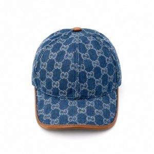 GUCCI GG LOGO JACQUARD DENIM BASEBALL CAP