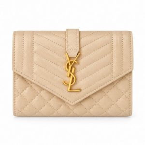 YSL LOGO PLAQUE QUILTED WALLET
